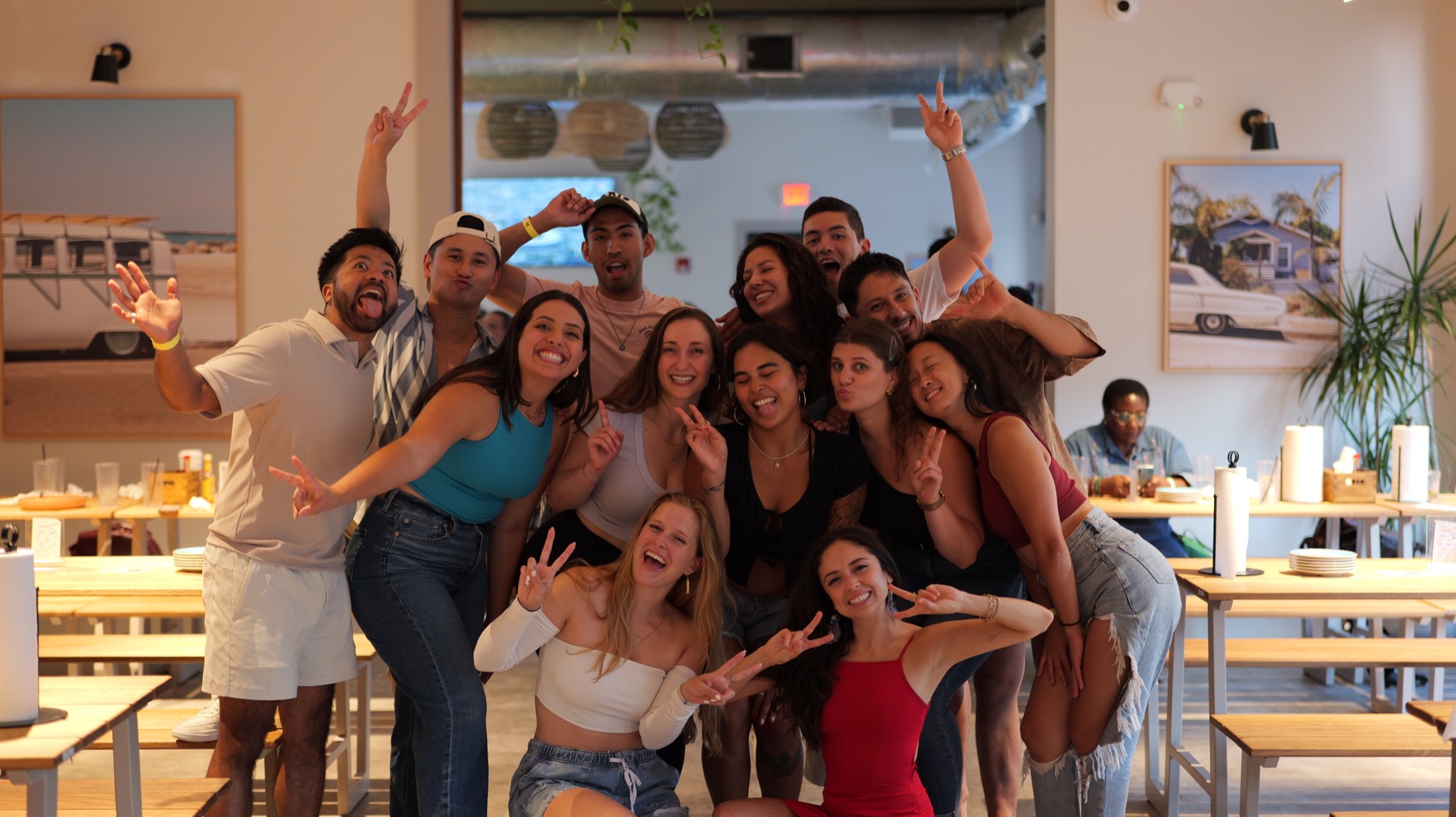 Bayside Bachata dancers smiling together at an event